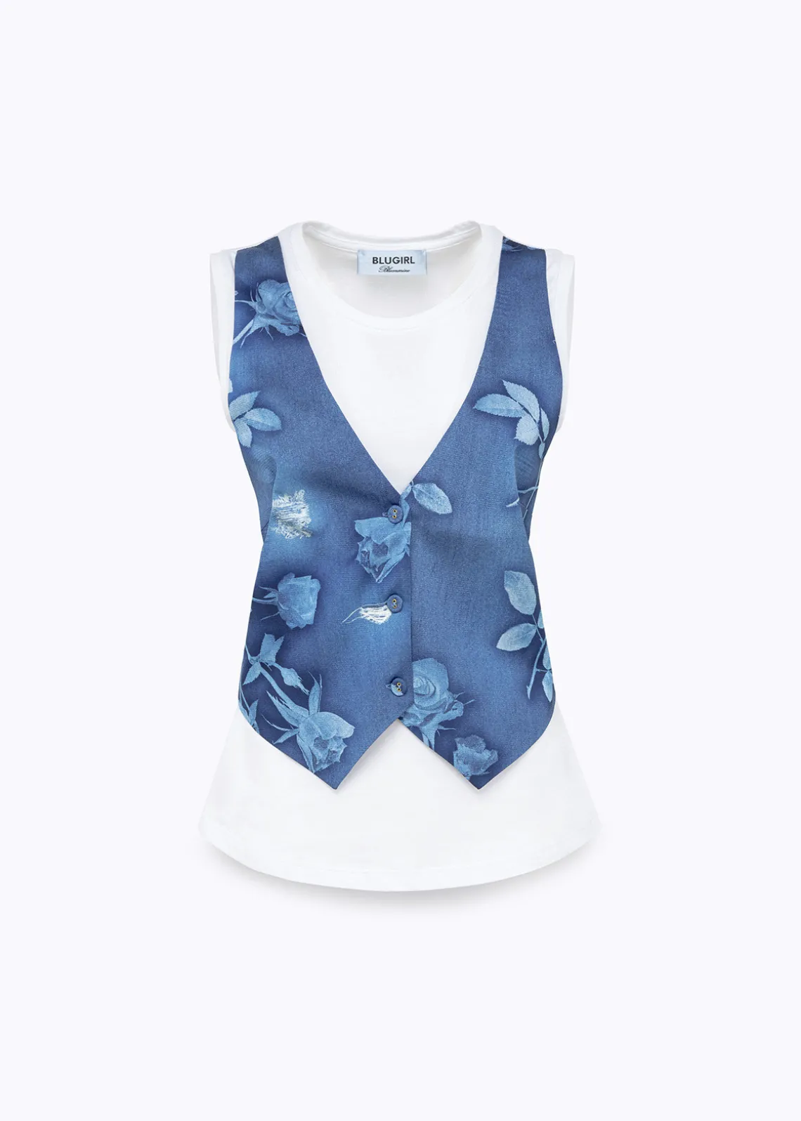 VEST-EFFECT JERSEY T-SHIRT WITH SATIN DETAILS