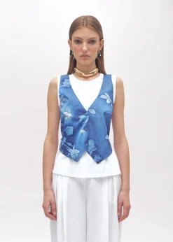 VEST-EFFECT JERSEY T-SHIRT WITH SATIN DETAILS