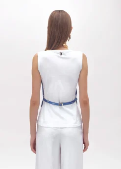 VEST-EFFECT JERSEY T-SHIRT WITH SATIN DETAILS
