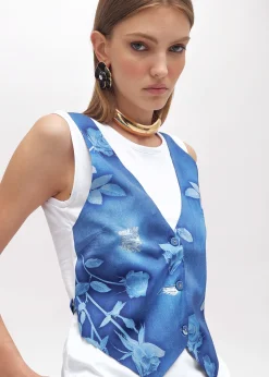 VEST-EFFECT JERSEY T-SHIRT WITH SATIN DETAILS
