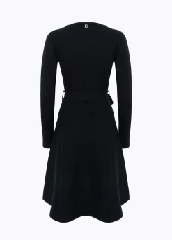 VISCOSE DRESS WITH ROSE BROOCH