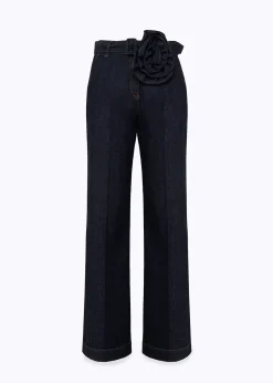 WIDE LEG JEANS IN DENIM WITH BELT