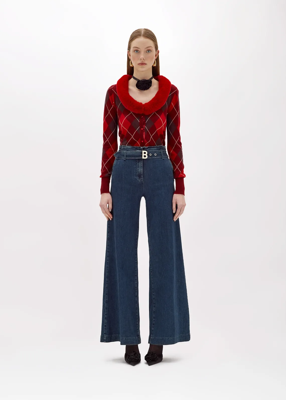 WIDE LEG JEANS IN STRETCH DENIM