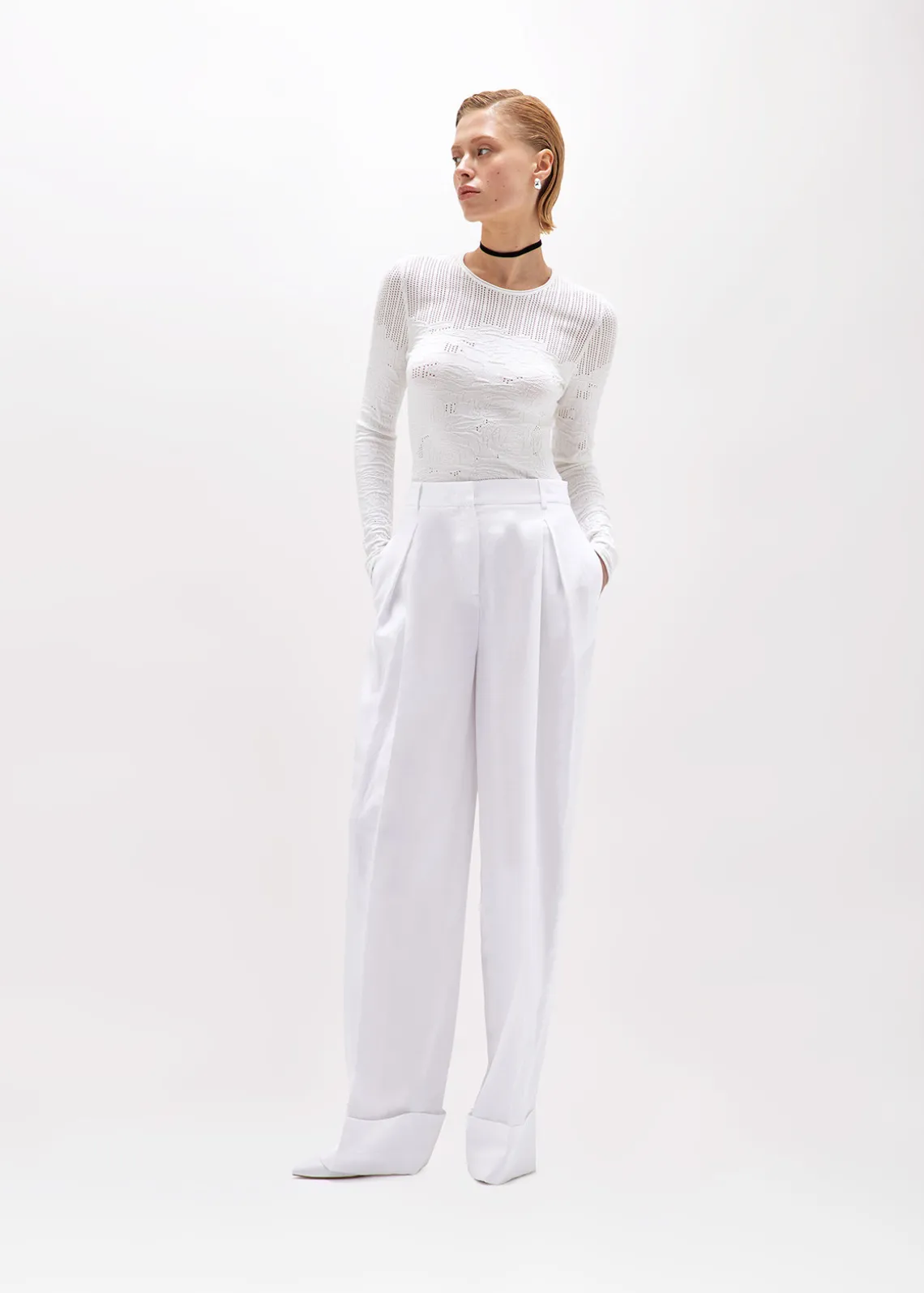 WIDE LEG PANTS IN LINEN BLEND