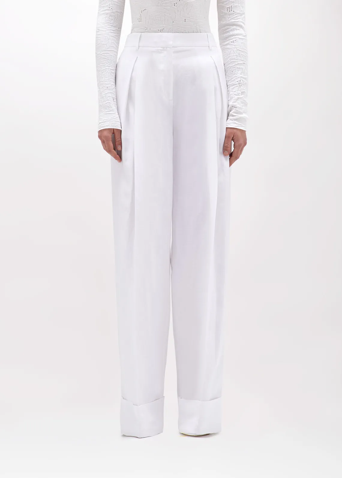 WIDE LEG PANTS IN LINEN BLEND