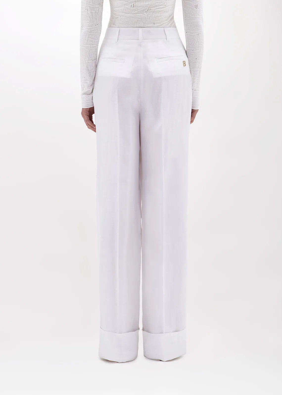 WIDE LEG PANTS IN LINEN BLEND