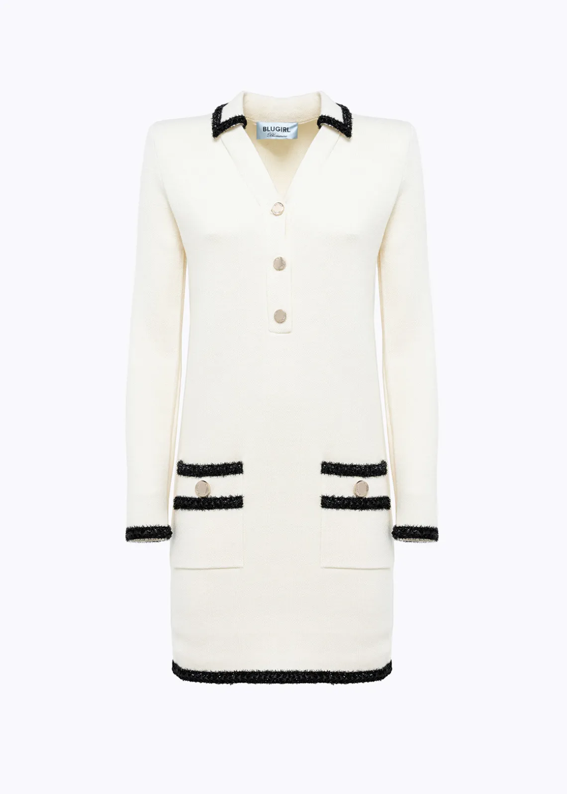 WOOL BLEND DRESS WITH JEWEL BUTTONS