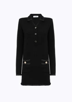 WOOL BLEND DRESS WITH JEWEL BUTTONS