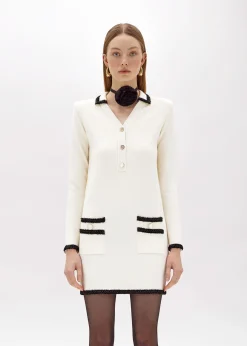 WOOL BLEND DRESS WITH JEWEL BUTTONS