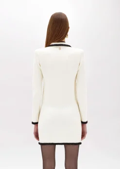 WOOL BLEND DRESS WITH JEWEL BUTTONS