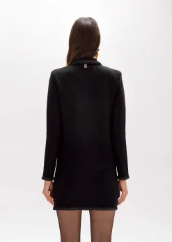 WOOL BLEND DRESS WITH JEWEL BUTTONS