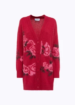 WOOL BLEND JACQUARD MAXI CARDIGAN