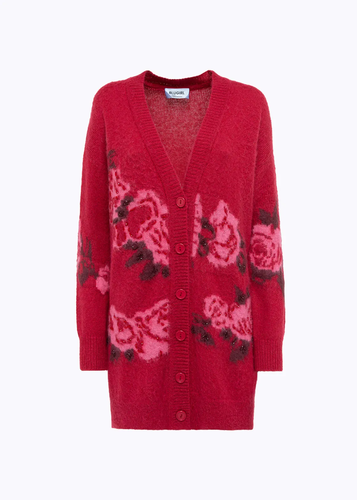 WOOL BLEND JACQUARD MAXI CARDIGAN