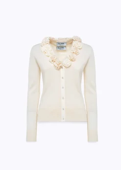WOOL CARDIGAN AND CRÊPE DE CHINE TOP