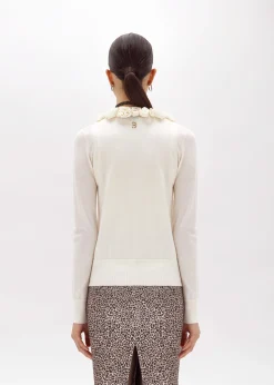 WOOL CARDIGAN AND CRÊPE DE CHINE TOP